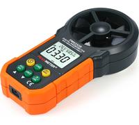 PEAKMETER Anémomètre numérique multifonction Mesureur de vitesse du vent professionnel Anémomètre numérique LCD Volume d'air/Température/Humidité pour la collecte de données météorologiques en extérie