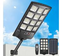 PEAKRO Lampadaire solaire à LED extérieur avec capteur de mouvement, télécommande, étanche IP67, lumière 6500 K, éclairage de jardin, spot de phare LED extérieur avec panneau solaire pour route de