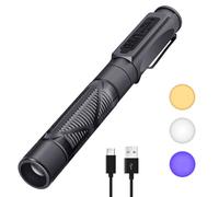 PEAKRO Lampe de diagnostic - Lampe pupille médicale rechargeable par USB - 3 couleurs - Lampe stylo LED portable avec clip de poche pour infirmières, étudiants et médecins