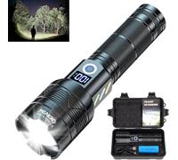 PEAKRO Lampe Torche LED Ultra Puissante, Lampe de Poche Rechargeable USB, 100000 Lumens Lampe Torche Haute Puissance Militaire, 5000mAh Torches 5 Modes IP65 Étanche pour Camping Randonnée Urgence