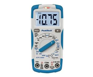 PeakTech 1075 - Multimètre Numérique RMS NCV CAT III avec Écran LCD Éclairé, Testeur de Batterie, Multimètre Portable, Ampèremètre Électronique, Testeur de Continuité, Voltmètre - Max. 600 V