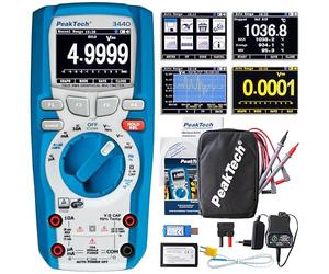PeakTech 3440 - Multimètre Numérique True RMS avec 4.0 Bluetooth et Affichage Graphique, 50000 counts, Multimètre Manuel Professionnel, TÜV/GS, Autorange, Voltmètre - CAT III 1000V