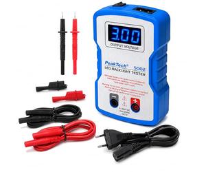 PeakTech 5002 - Testeur LED 0-300 V DC avec démarrage progressif et accessoires - Outil de test et de réparation d'éclairage - Tension de sortie automatique 100-200 V AC