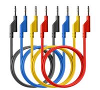 PeakTech 7046-Lot de 4 câbles de mesure 25 cm pour multimètre, laboratoire, avec fiches banane de 4 mm, empilables, 4 couleurs, 0,25 m de long