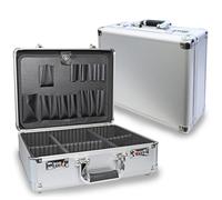 PeakTech 7245 Mallette en aluminium vide, mallette à outils vide avec compartiments de tri ~ 400 x 150 x 300 mm, serrures à combinaison, verrouillable, valise en aluminium