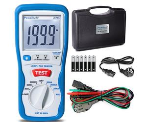 PeakTech P 2715 - Testeur Numérique de Circuit PSC avec Afficheur LCD, Testeur d'Impédance, Mesure du Courant de Court-Circuit Estimé, Disjoncteur, Boîtier Isolé - CAT III 600 V