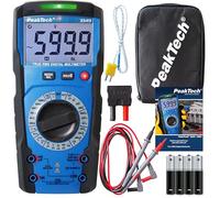 PeakTech P 3349 - Multimètre numérique TRMS 6.000 points, courant et tension AC/DC, résistance, capacité et continuité, 600V/10A - CAT III Noir