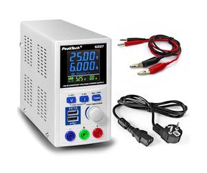 PeakTech P 6227 - DC Switching Power Supply 0-60 V/ 0-6 A with Color LCD & 2 x USB