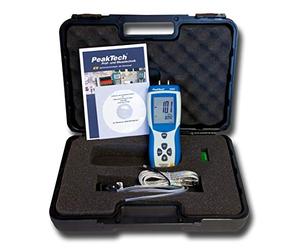 PeakTech P5150 - Manomètre différentiel -344 mBar à +344 mBar - Manomètre avec port USB - Manomètre différentiel avec 11 unités comme Bar, PSI, cm/H2O, ou ft/H2O