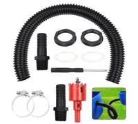 PEAKTOP Kit de raccordement pour baril de pluie, connecteur pour baril de pluie, tuyau de raccordement de 50 cm, 2 raccords de tuyau, 2 colliers de serrage, ouvre-trou et tournevis pour réservoirs de