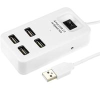 PeakTrend Mini hub USB 2.0 portable 4 ports haute vitesse 480 Mbps avec câble de 1,2 m Interrupteur marche/arrêt pour longue distance Compatible disque dur 1 To Tablette mobile Pendrive appareils