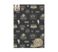 Peaky Blinders Lot de 6 feuilles de papier cadeau 6 étiquettes 70 x 50 cm Produit officiel