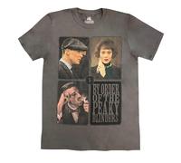 Peaky Blinders - T-shirt à Carreaux de Portraits en Coton pour Adultes Unisexe (XL) (Gris Anthracite)