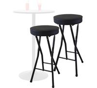 Pealihuy Lot de 2 tabourets pliants Ronds Portables rembourrés, Tabouret de Bar Pliable sans Dos de 63 cm avec capacité de 300 kg, Chaise Haute de Cuisine pour Petit déjeuner, Tabouret Pliable Robust