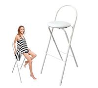 Pealihuy Tabouret de Bar Haut Pliant avec Repose-Pieds, Tabouret Pliable à Hauteur de comptoir, Tabouret de Cuisine Pliant rembourré en PU, Chaise Haute de Petit-déjeuner pour Table de Bar de pub à d