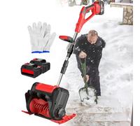 pealiritansemen Fraise À Neige - Manche en Alliage D'aluminium Pliable,Fraise À Neige Électrique Portative,Réglage 3 Directions,Largeur De Nettoyage Jusqu'À 30 cm,pour Cour,Ferme,Route Red-2batteries