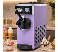 pealiritansemen Machine à Glace 450W, Machine à Glace Italienne Mono-Parfum avec Bac 2,5L, Panneau LCD, Pré-Refroidissement et Nettoyage à Une Touche pour Café, Snack, Restaurant et Stand Violet