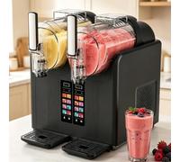 pealiritansemen Machine À Granita Électrique, Double Cuve 2 X 2L, Usage Professionnel, pour Boissons Glacées Et Glaces À L'italienne. 7 Programmes Prédéfinis, Température Réglable De -10°C À 0°C Noir