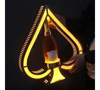 pealiritansemen Présentoir À Bouteilles De Vin LED, As De Pique, Rechargeable, Acrylique Et Acier Inoxydable, Lumière Jaune Chaude, Couleur Unique, pour Bar, Fête, Restaurant