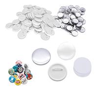 PEALOV Badge Vierge,Lot de 200 Boutons Ronds de 32mm pour Machine à Boutons,Pièces de Bouton de Badge,Comprend une Coque en Métal,une Coque Arrière en Plastique,un Film Transparent et du Papier Vierge