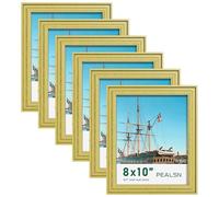 PEALSN Lot de 6 cadres photo de 20,3 x 25,4 cm - Affichage photo de 12,7 x 17,8 cm avec passe-partout ou 20,3 x 25,4 cm sans passe-partout - Cadre photo pour montage mural ou pose sur table - Doré