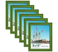 PEALSN Lot de 6 cadres photo de 20,3 x 25,4 cm - Affichage photo de 12,7 x 17,8 cm avec passe-partout ou 20,3 x 25,4 cm sans passe-partout - Cadre photo pour montage mural ou pose sur table, vert