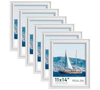 PEALSN Lot de 6 cadres photo de 28 x 35,6 cm - Affichage photo de 20,3 x 25,4 cm avec passe-partout ou 27,9 x 35,6 cm sans passe-partout - Cadre photo pour décoration murale ou pose sur table, blanc