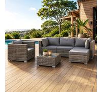 Concept Usine – Salon de jardin modulable PEANA 5 places résine tressée Gris