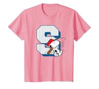 Peanuts Baseball Snoopy Swing Varsity Comics Sports Classique T-Shirt, Enfant, Rose, 6 Ans