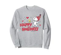 Peanuts Chapeau de Père Noël Snoopy Woodstock Happy Vintage Treats Sweatshirt, Unisexe pour Adultes, Gris Chiné, XXL
