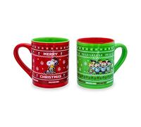 Peanuts Charlie Brown and Snoopy Lot de 2 tasses à café en céramique Motif pulls de Noël 414 ml