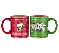 Peanuts Charlie Brown and Snoopy Lot de 2 tasses à café en céramique Motif pulls de Noël 414 ml