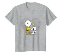 Peanuts Charlie Brown Snoopy Dot Heart T-Shirt, Enfant, Gris Chiné, 8 Ans