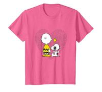 Peanuts Charlie Brown Snoopy Dot Heart T-Shirt, Enfant, Rose Chiné, 10 Ans
