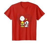 Peanuts Charlie Brown Snoopy Dot Heart T-Shirt, Enfant, Rouge, 4 Ans