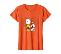 Peanuts Charlie Brown Snoopy Dot Heart T-Shirt, Femme, Orange, 3XL