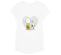Peanuts Charlie Brown Snoopy Dot Heart T-Shirt, Fille, Blanc, L