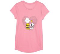 Peanuts Charlie Brown Snoopy Dot Heart T-Shirt, Fille, Rose, S