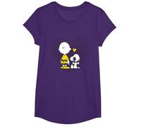 Peanuts Charlie Brown Snoopy Dot Heart T-Shirt, Fille, Violet, S