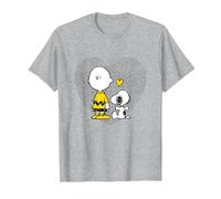 Peanuts Charlie Brown Snoopy Dot Heart T-Shirt, Homme, Gris Chiné, 4XL