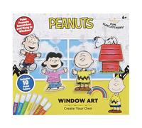 Peanuts Kit d'attrape-soleil pour enfants - Peanuts - Peanuts - Peanuts - Peanuts - Autocollants de fenêtre Charlie Brown & Snoopy avec 10 couleurs de peinture vives - Kit d'artisanat pour s'amuser