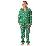 Peanuts Mens' Christmas Snoopy Charlie Brown Button Down Sleep Pajama Set (XX-Large)