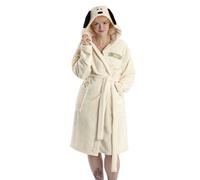 Peanuts Peignoir à capuche Snoopy crème pour femme | Tenue d'intérieur en polaire à manches longues avec oreilles 3D | Pyjama douillet à motif dessin animé