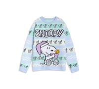 Peanuts Pull de Noël Multicolore Snoopy pour Femme | Manches Longues et col Ras du Cou | Tenues de Noël à Motifs de Dessins animés | Vêtements de fête pour Les fêtes | Produits dérivés