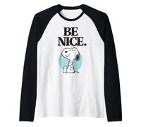 Peanuts Snoopy Be Nice Happy Friendly Beagle Dog Retro Lover Manche Raglan