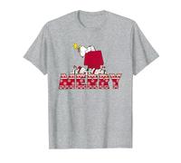 Peanuts Snoopy Candy Cane Couverts Cadeaux de Noël T-Shirt, Homme, Gris Chiné, 4XL