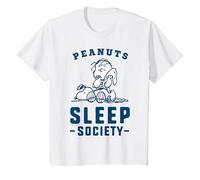 Peanuts - Snoopy Charlie Brown Sleep Society T-Shirt, Enfant, Blanc, 12 Ans