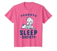 Peanuts - Snoopy Charlie Brown Sleep Society T-Shirt, Enfant, Rose Chiné, 2 Ans