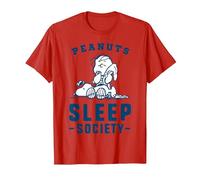 Peanuts - Snoopy Charlie Brown Sleep Society T-Shirt, Homme, Rouge, XXL