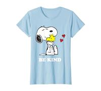Peanuts Snoopy Hugging Woodstock Be Kind T-Shirt, Femme, Bleu Céleste, L